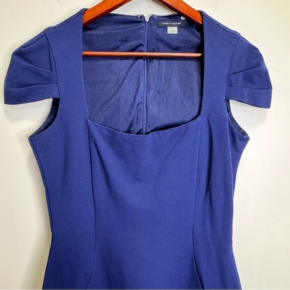 Tommy Hilfiger Adriane Dress Cap Sleeve Square Neck Dress Navy Blue Size 10 - Picture 3 of 10